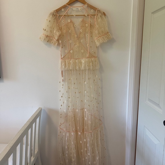 Doen Zelda Sheer Floral Maxi Dress in Faded Peach - Size XS - Picture 11 of 14